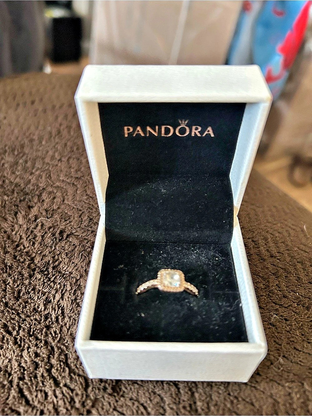 Pandora Square Halo Ring in Gold Like New